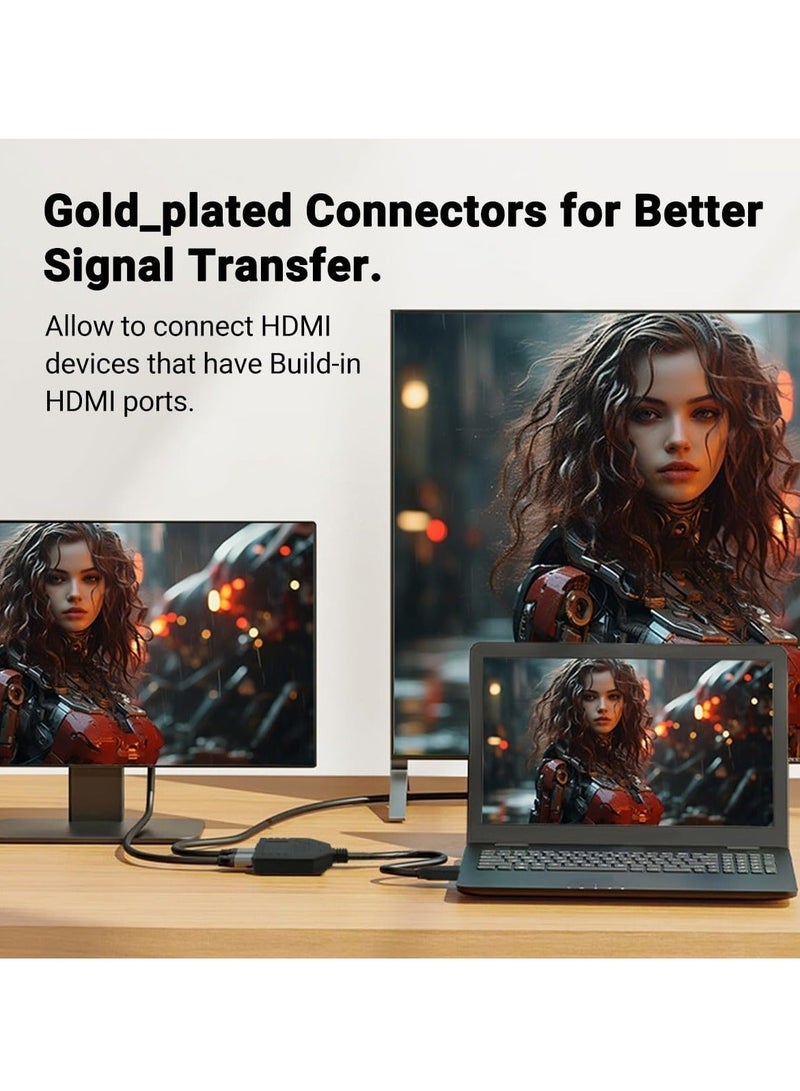 HDMI Splitter Adapter Cable 1 in 2 Out – HDMI Male to Dual HDMI Female Y Cable for TV Monitor Display (1PC) - Image 3